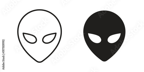 Alien icon set, collection of icon in editable strokes and flat versions