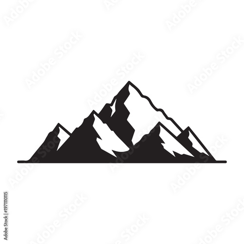 Mountain Range Silhouette Vector Illustration Landscape on White Background
