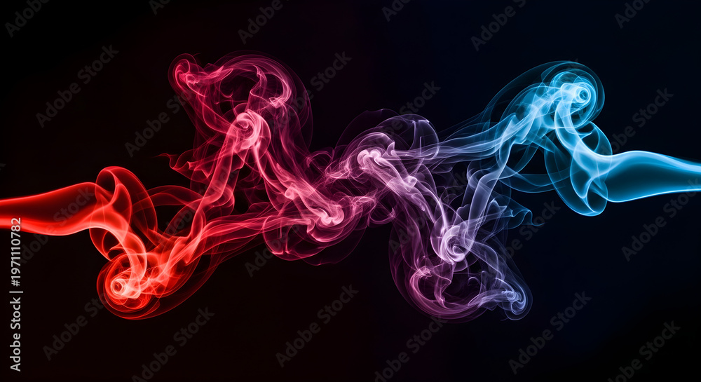 Obraz premium High‑Contrast Colored Smoke on Dark Background
