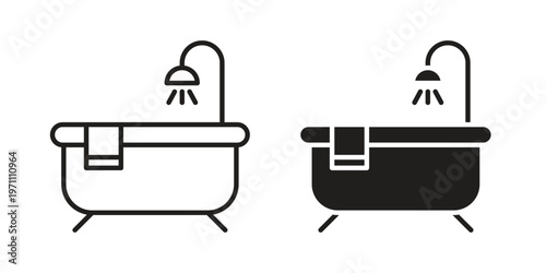 Bathroom icon set, collection of icon in editable strokes and flat versions