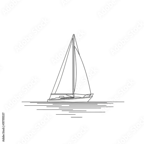 Sailing Boat on Calm Water Surface.