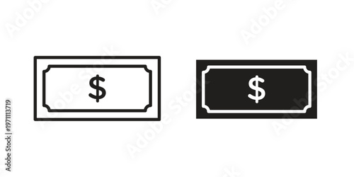 Cash icon set, collection of icon in editable strokes and flat versions