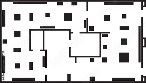 Architectural blueprint, displaying a meticulously detailed floor plan, the blueprint offers an intriguing glimpse into the intricate design of the structure.