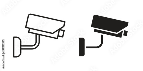 CCTV icon set, collection of icon in editable strokes and flat versions
