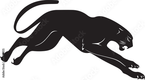 Aggressive Jumping Panther Silhouette Vector Logo Isolated on White Background
