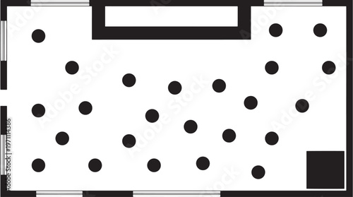 Architectural blueprint, showcasing the design of a room, detailing the arrangement of internal elements.