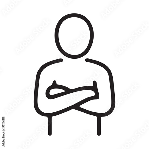 Man with crossed arms standing minimalist line icon