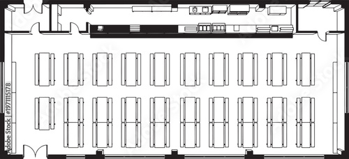 A detailed architectural floor plan, a bird's eye view.