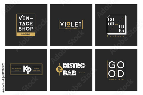 Illustration of business shop logo stamp banner