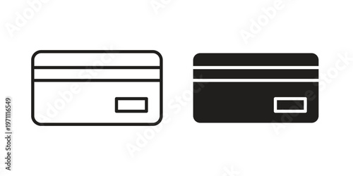 Credit card icon set, collection of icon in editable strokes and flat versions