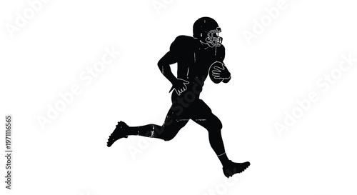 Black silhouette of a football player running with the ball in a dynamic pose