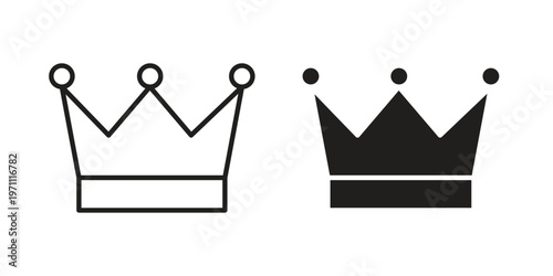 Crown icon set, collection of icon in editable strokes and flat versions