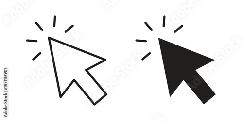 Cursor icon set, collection of icon in editable strokes and flat versions