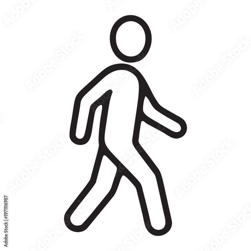 Man walking and moving forward minimalist line icon