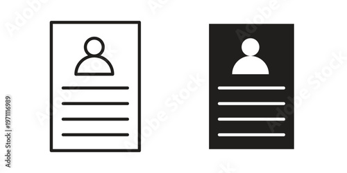 CV icon set, collection of icon in editable strokes and flat versions