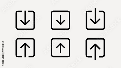 Free Download Vector icons of arrows inside squares, showing up and down directions in a minimalist style. - GFXLoad