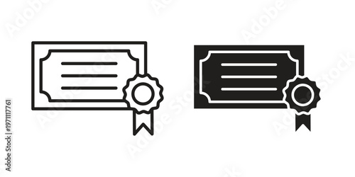 Diploma icon set, collection of icon in editable strokes and flat versions