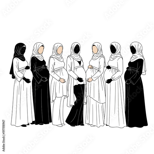 Group of women wearing headscarves together.