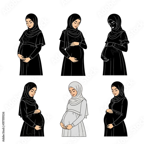 Pregnant Woman Wearing Hijab Dress.
