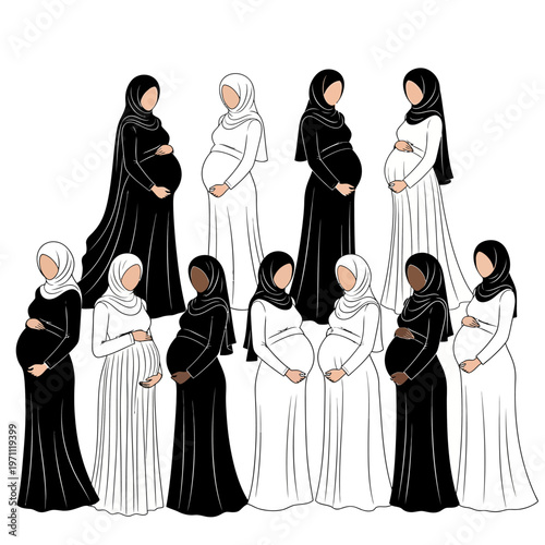 Pregnant Women in Traditional Clothing.