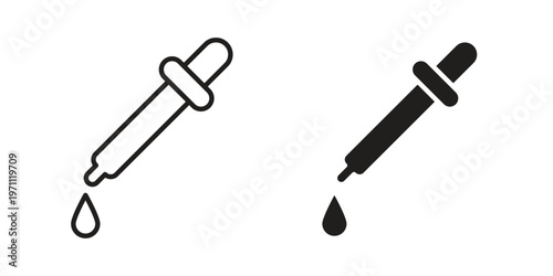 Eye dropper icon set, collection of icon in editable strokes and flat versions