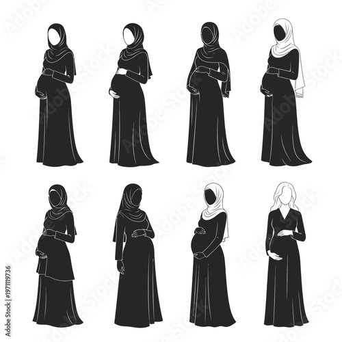 Pregnant Women Wearing Hijab Abaya.