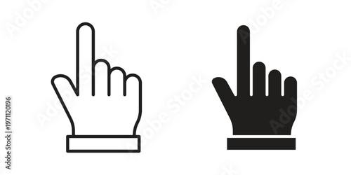 Finger icon set, collection of icon in editable strokes and flat versions