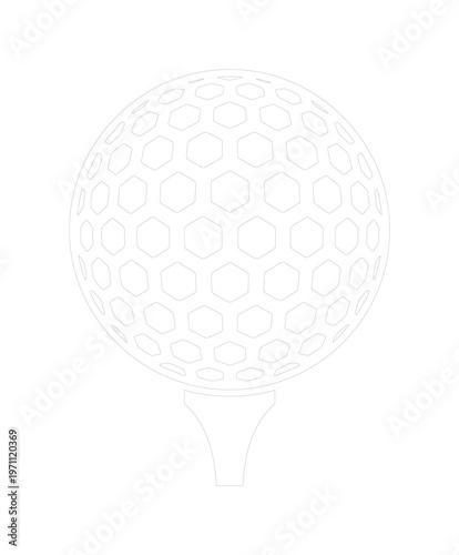 ゴルフボールとティーのシンプルな線画イラスト、スポーツイベントやゴルフ関連デザインに最適なミニマルなベクター素材