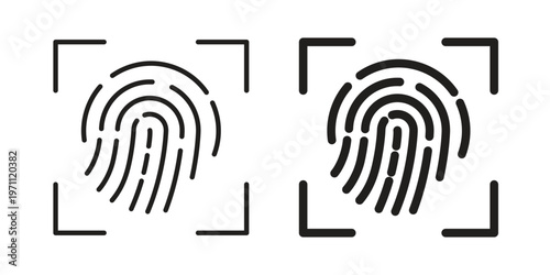Fingerprint icon set, collection of icon in editable strokes and flat versions
