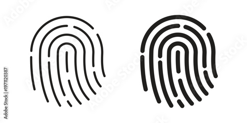 Fingerprint icon set, collection of icon in editable strokes and flat versions