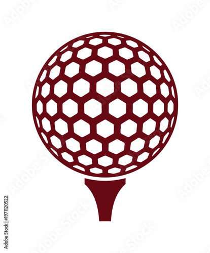 ゴルフボールとティーのシンプルなベクターアイコン、スポーツとレジャーを象徴するエンブレム、ゴルフ大会やイベントのロゴデザインに最適なイラスト素材