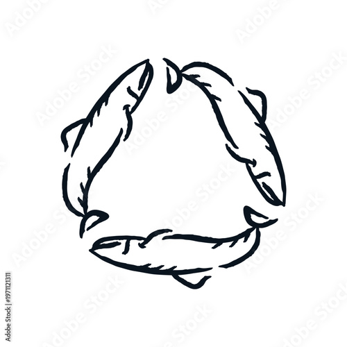 Fish Anchovy Handdrawn Sketch Logo Vector Illustration