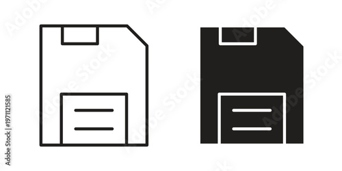 Floppy disk icon set, collection of icon in editable strokes and flat versions
