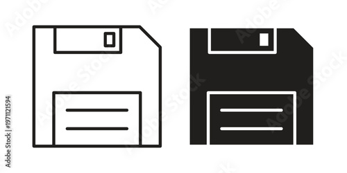 Floppy disk icon set, collection of icon in editable strokes and flat versions