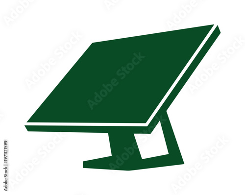 環境に優しいエネルギー、ソーラーパネルのシンプルなベクターアイコン。太陽光発電システム、クリーンエネルギーの概念を表現する緑色のイラスト素材。