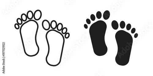 Foot icon set, collection of icon in editable strokes and flat versions