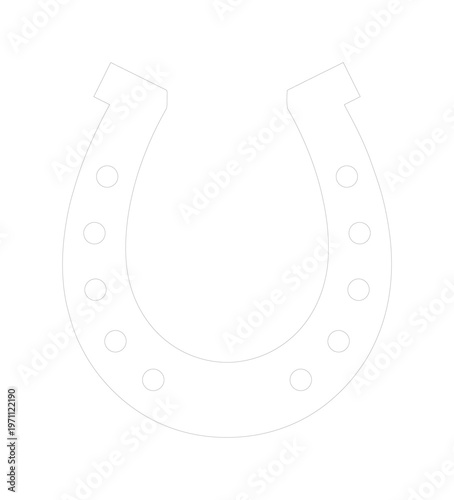 幸運のシンボル、馬蹄のシンプルな線画イラスト。お守りや縁起物、成功を願うデザイン要素に最適なベクター素材。