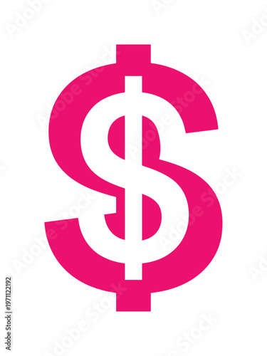 鮮やかなマゼンタのドル記号、シンプルで力強い金融シンボル。ビジネス、経済、投資、通貨、収益、富、貯蓄、成功を象徴するベクターアイコン。