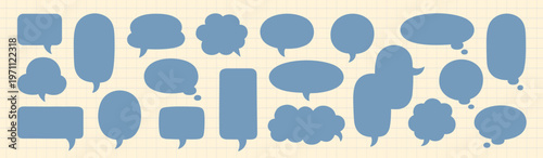 Blue speech bubbles collection vector