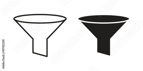 Funnel icon set, collection of icon in editable strokes and flat versions