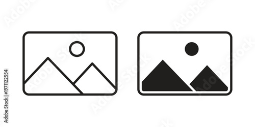 Gallery icon set, collection of icon in editable strokes and flat versions