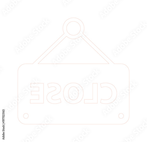 ミニマルな「CLOSE」サインボードのベクターアイコン、店舗やビジネスの閉鎖を示すシンプルなデザイン、ウェブサイトやアプリのUI/UX要素に最適なクローズド表示グラフィック