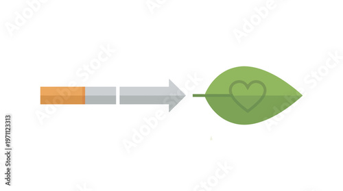 Cigarette Replaced with Healthy Leaf Illustration