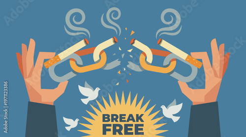 Broken Chain Made of Cigarettes Symbol