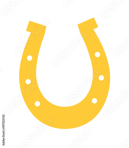 幸運を呼ぶ黄金の蹄鉄ベクターイラスト、成功と繁栄のシンボル、シンプルなデザインのラッキーチャーム、ビジネスや個人的なプロジェクトに最適な縁起物アイコン