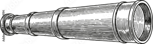 Vintage nautical telescope illustration antique spyglass for maritime navigation and exploration