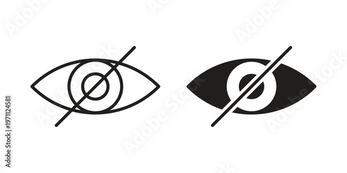 Hide icon set, collection of icon in editable strokes and flat versions