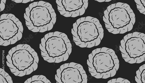 Fried Wonton Seamless Pattern. Crispy Dumpling Food Background. Vector Texture