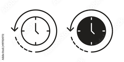 History icon set, collection of icon in editable strokes and flat versions