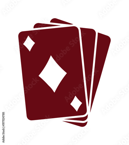 トランプのカード、ダイアモンドのスーツが特徴的なカジノゲームやギャンブルのベクターイラスト、エンターテイメントやレジャー活動のアイコンデザイン